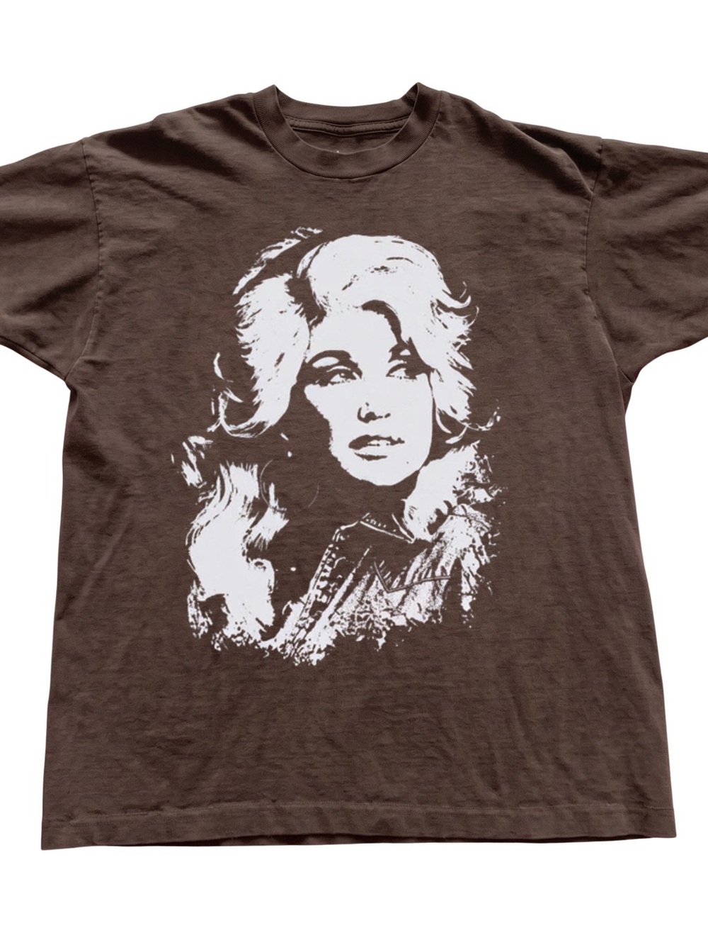 Brown Tee with White Portrait Graphic, Gift For Her, For Him